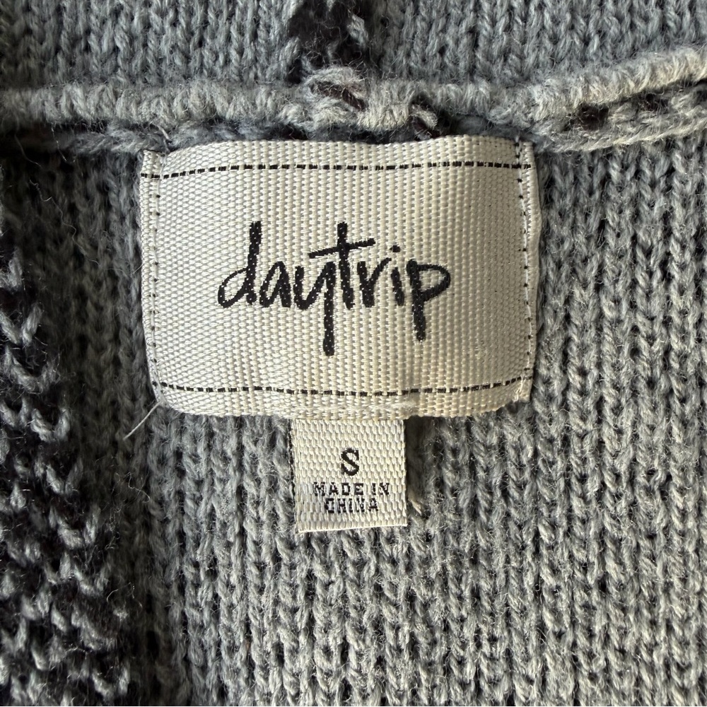 Daytrip Womens Grey/Black Marled Hooded Acrylic Cardigan Sweater Size Small - Picture 5 of 7